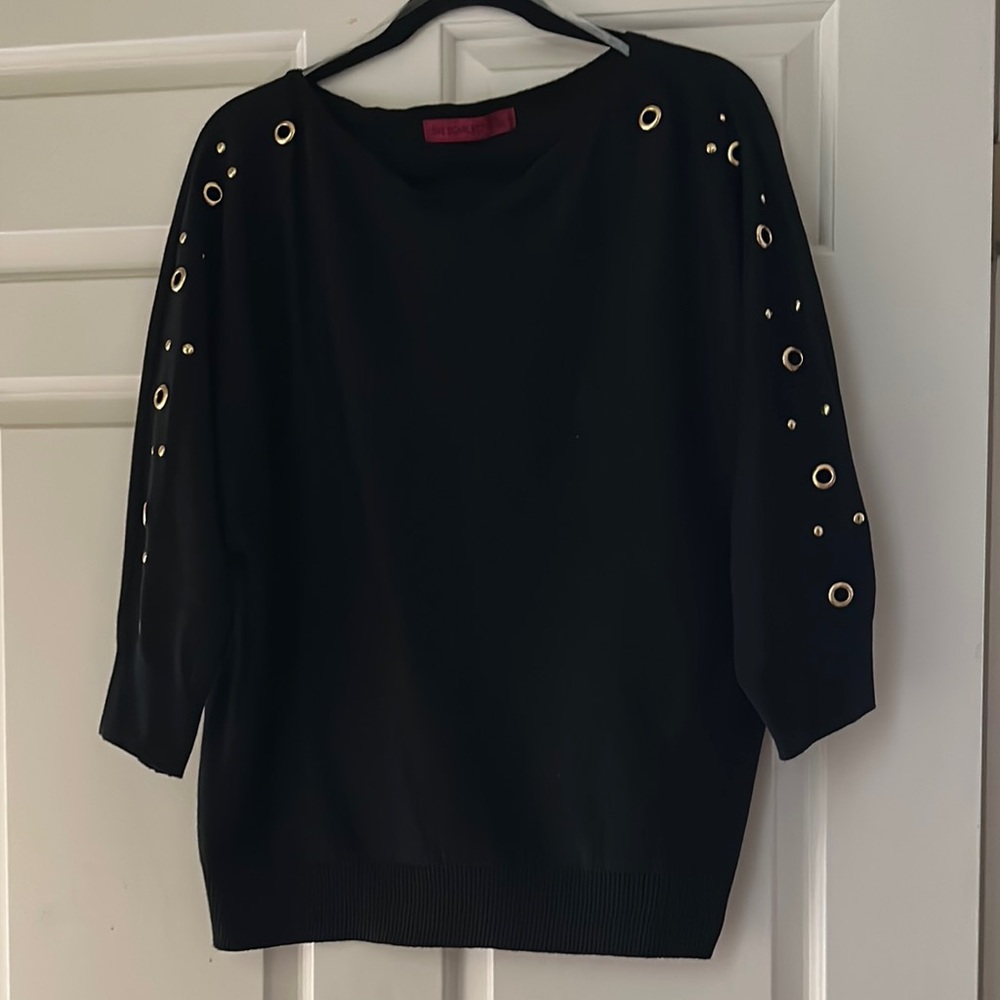 Black Sweater with Gold Accents